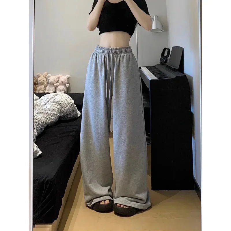 Cozy Grey Casual Wide Leg Joggers for Effortless Y2K Style and Comfy Aesthetic Outfits