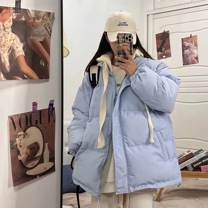 Cozy Hooded Winter Jacket in Y2K Style - Trendy Korean Aesthetic Outerwear