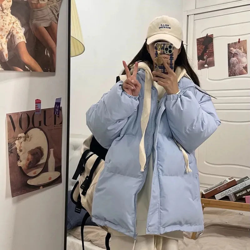 Cozy Hooded Winter Jacket in Y2K Style - Trendy Korean Aesthetic Outerwear