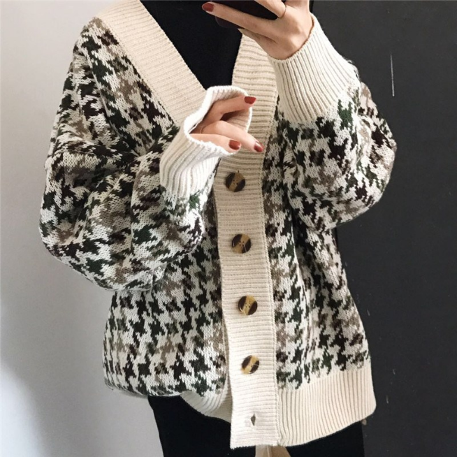 Cozy Lattice Knitted Cardigan for Y2K Aesthetic and Soft Girl Style Outfits