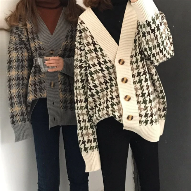 Cozy Lattice Knitted Cardigan for Y2K Aesthetic and Soft Girl Style Outfits