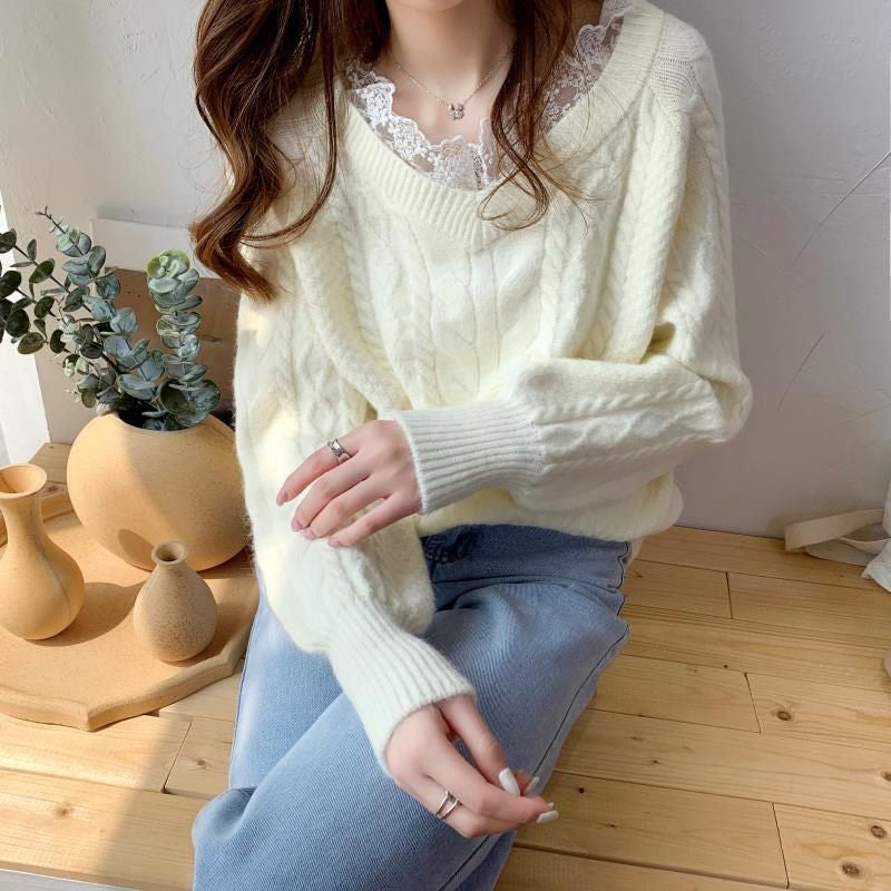 Cozy Loose Knitting Thick Sweater for Y2K Aesthetic and Grunge Style Outfits