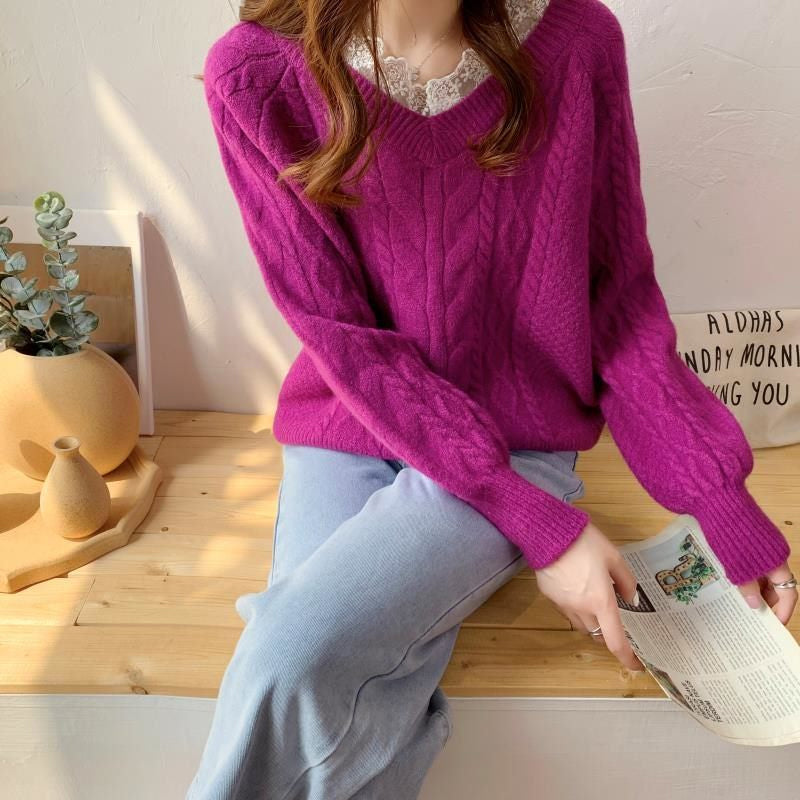 Cozy Loose Knitting Thick Sweater for Y2K Aesthetic and Grunge Style Outfits