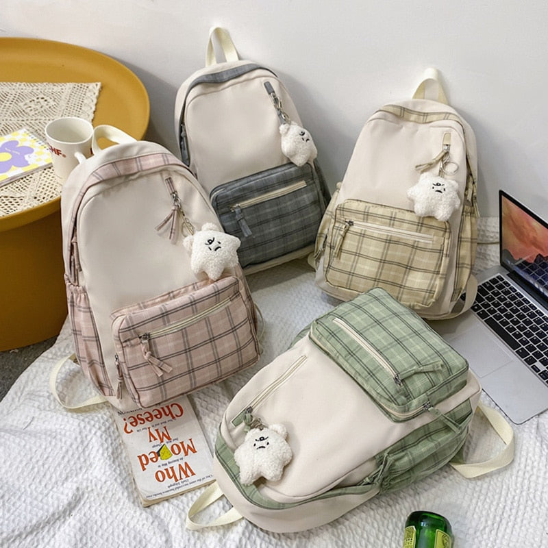 Cozy Plaid Aesthetic Backpack for Y2K Fashion Lovers and Preppy Outfits