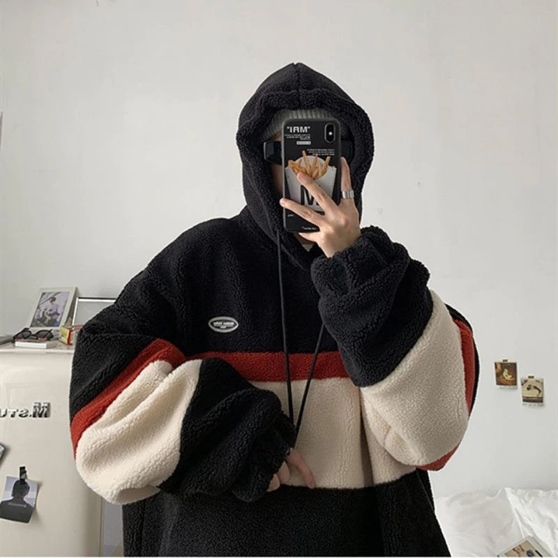 Cozy Striped Fleece Hoodie for Y2K Aesthetic and Comfy Casual Outfits