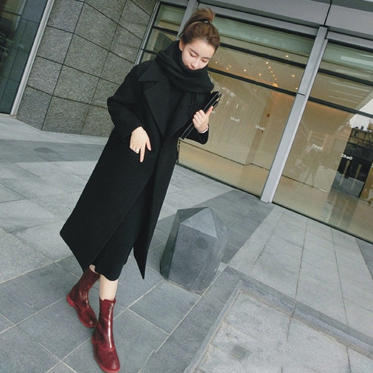 Cozy Thicken Wool Long Coat for Y2K Fashion Lovers - Perfect for Grunge and Coquette Aesthetics