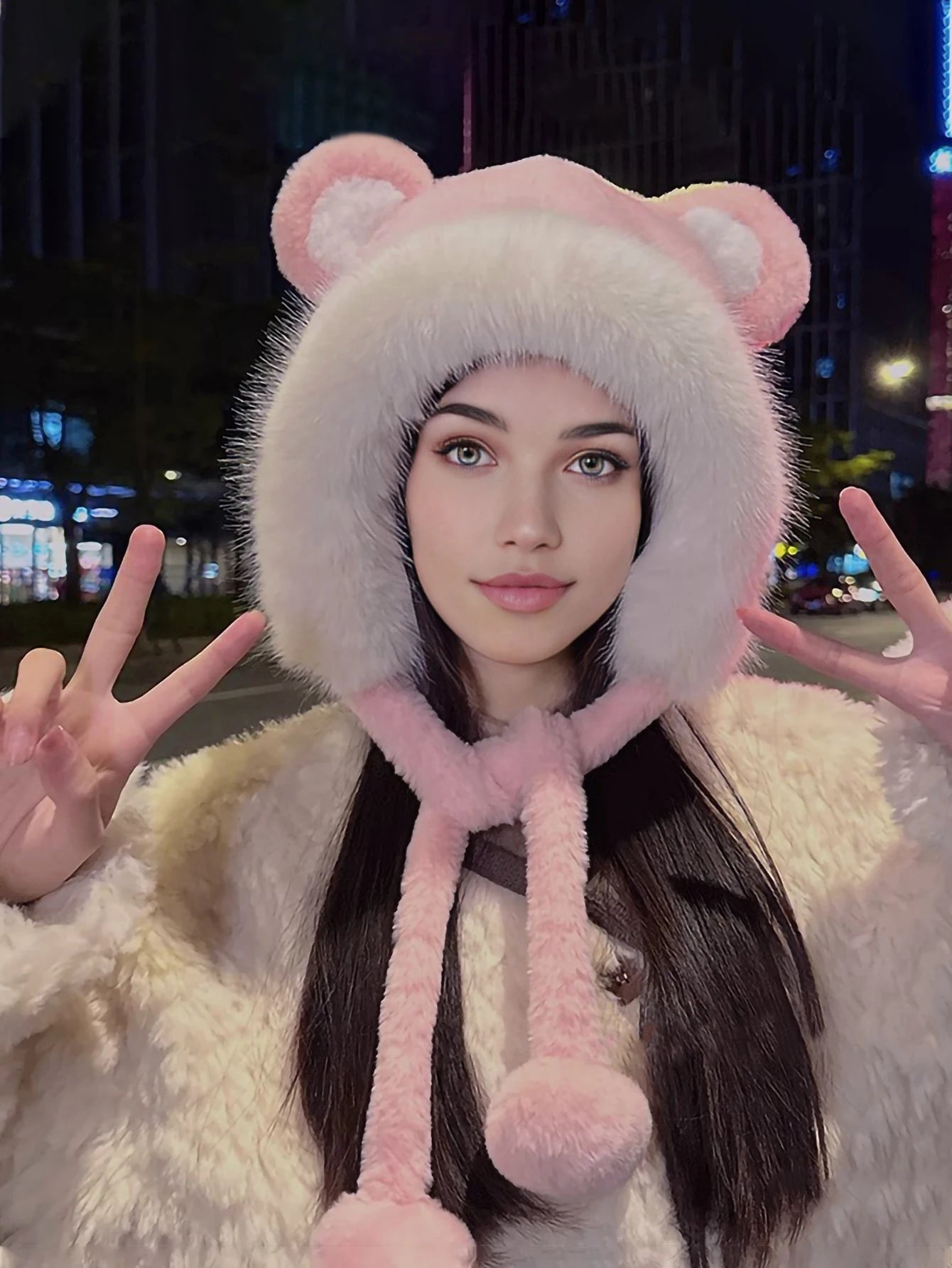 Cozy Winter Cute Bear Ears Beanie Hat for Y2K Aesthetic and Comfy Style