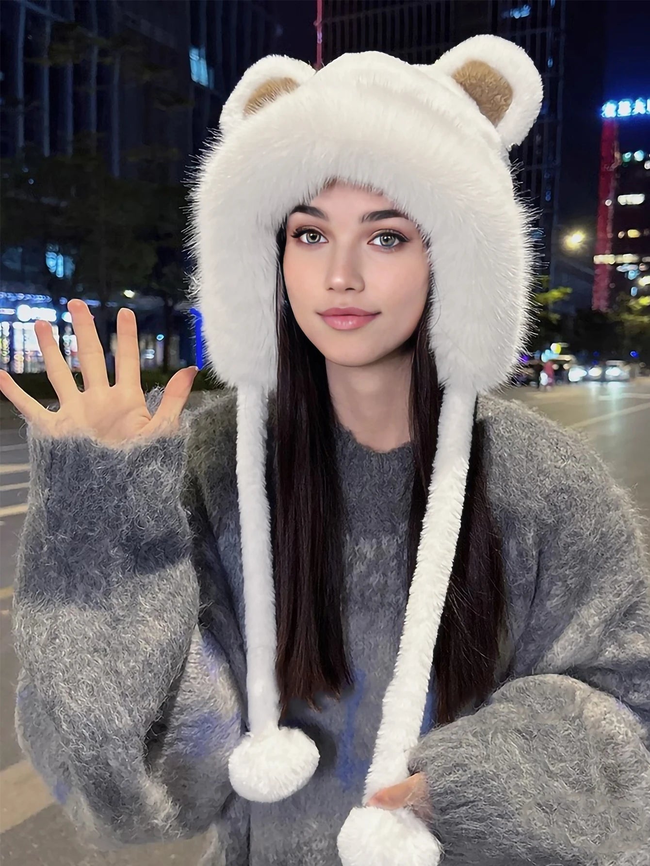 Cozy Winter Cute Bear Ears Beanie Hat for Y2K Aesthetic and Comfy Style