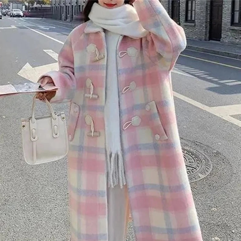 Cozy Winter Pastel Woolen Coat for Y2K Aesthetic and Soft Girl Style