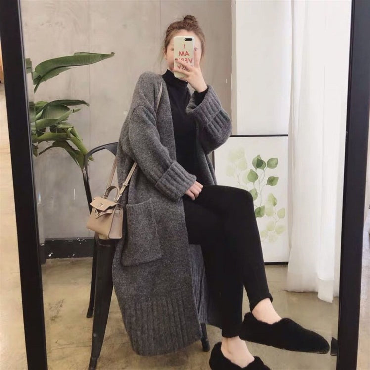 Cozy Y2K Knitted Long Cardigan Sweater for Effortless Aesthetic Style