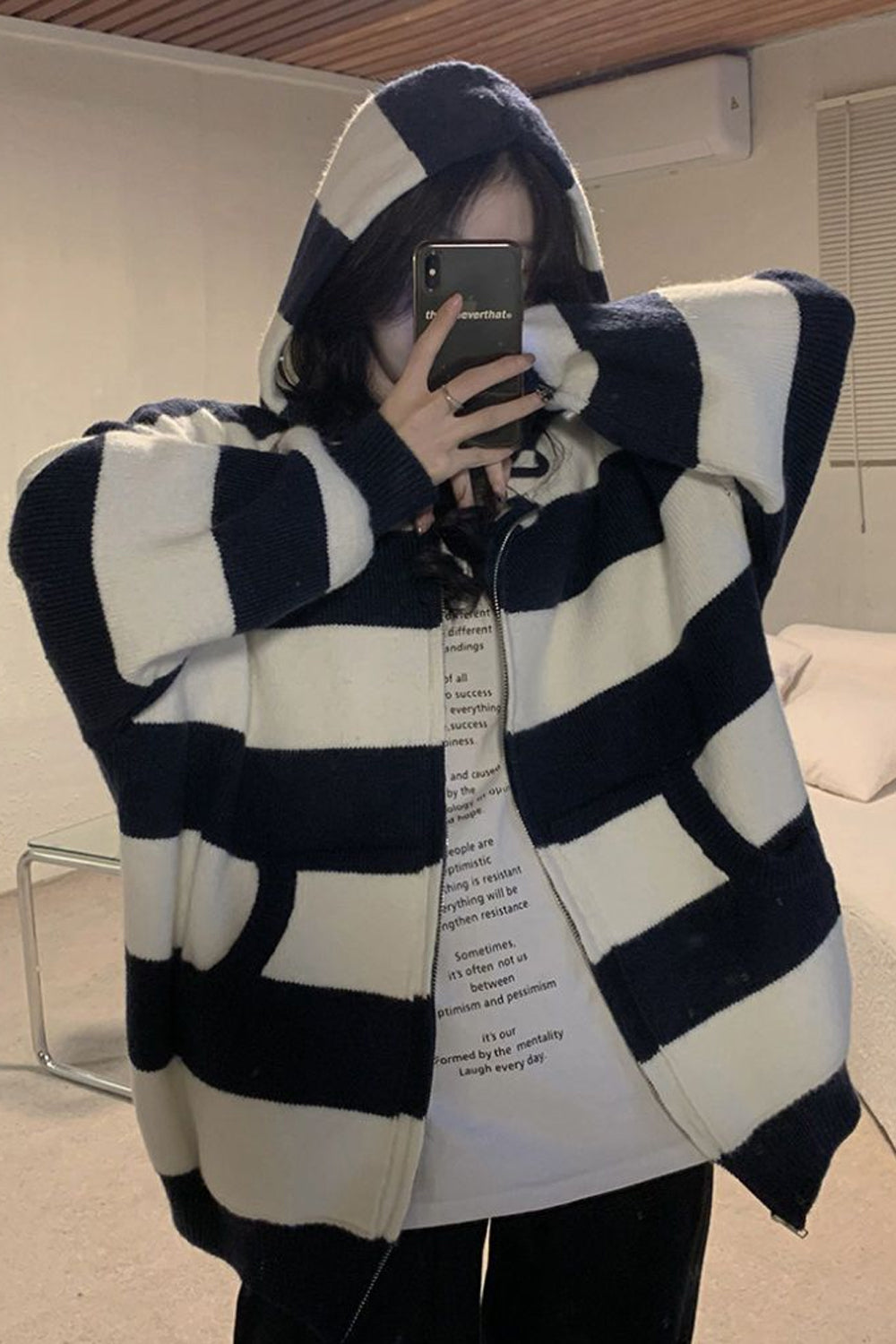 Cozy Y2K Striped Zipper Up Hoodie for Comfy Aesthetic Outfits and Casual Style