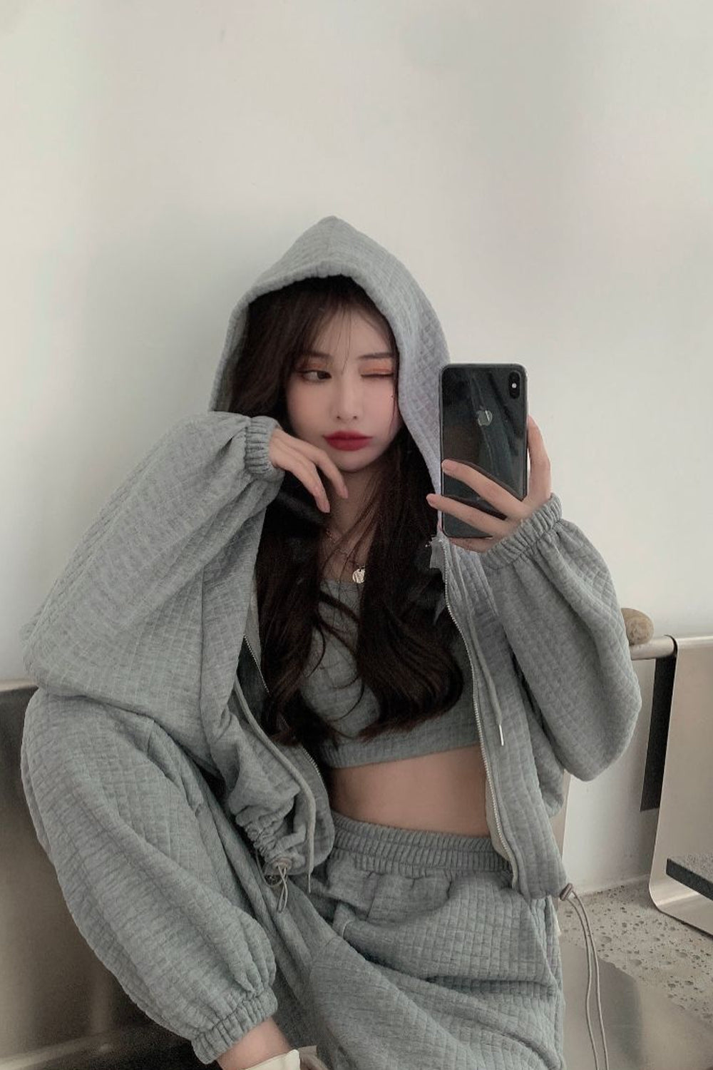 Cropped Hoodie and Sweatpants 3-Piece Set for Y2K Fashion and Comfy Aesthetic Outfits