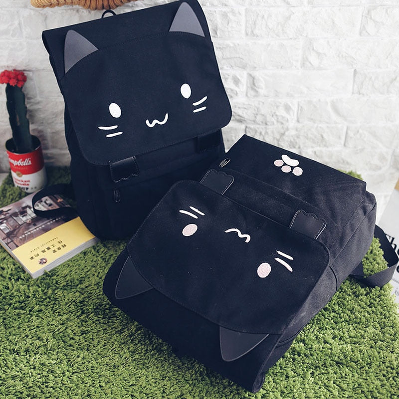 Cute Anime Neko Backpack | Kawaii Aesthetic Bag for Y2K and Coquette Style Lovers