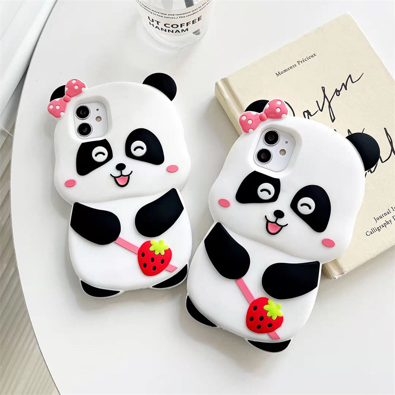 Cute Cartoon Panda 3D iPhone Case - Kawaii Aesthetic Phone Accessory for Y2K Style