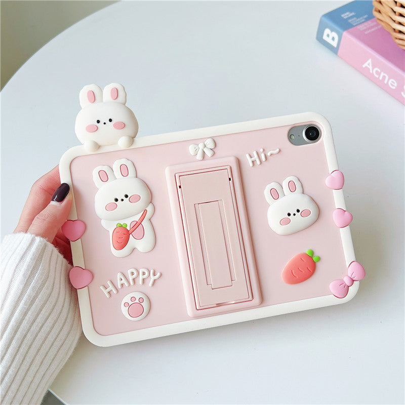 Cute Cartoon Rabbit & Pig iPad Case - Adorable Kawaii Aesthetic Tablet Cover for Y2K Style