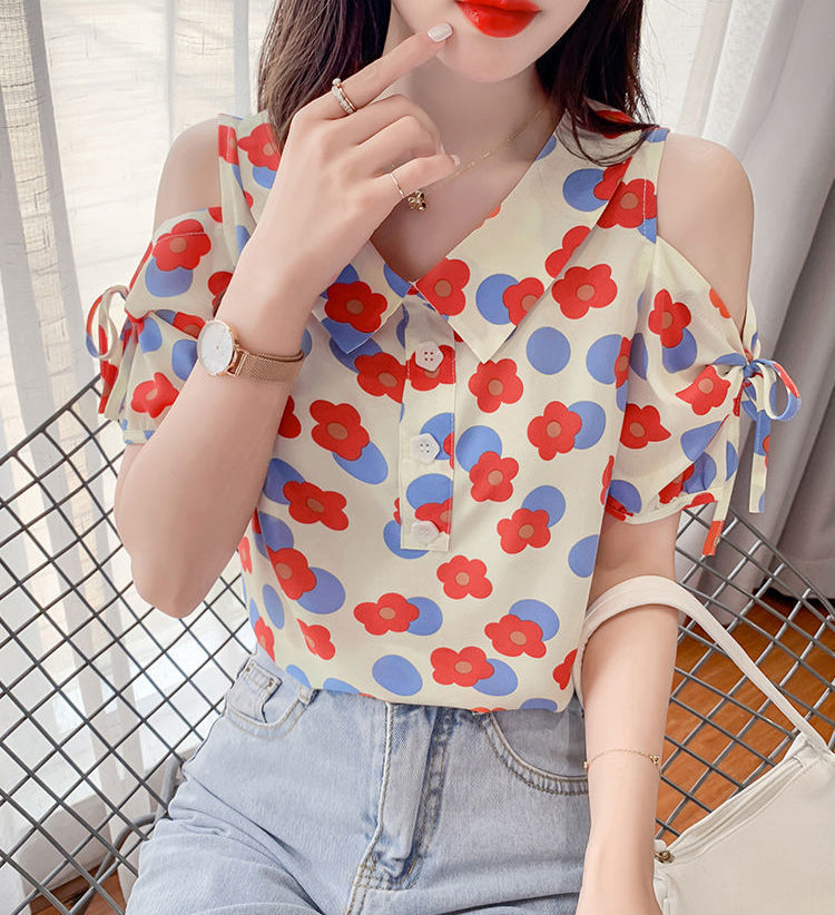 Cute Daisy Pattern Off-Shoulder Top | Y2K Aesthetic Floral Blouse for Trendy Outfits