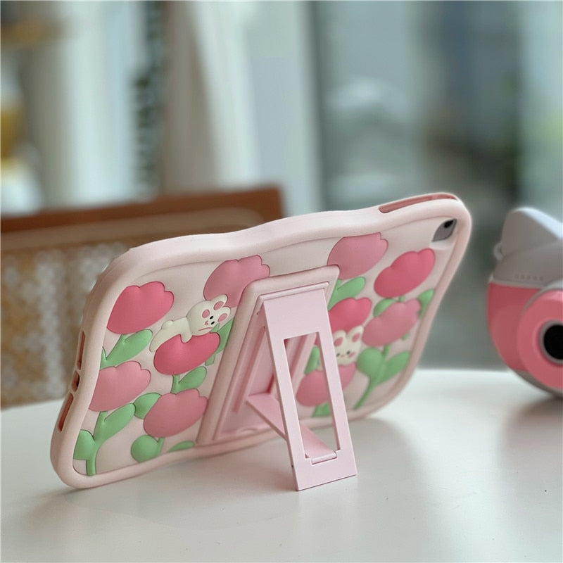 Cute Flower Rabbit iPad Case | Y2K Aesthetic Phone Cover for Stylish Protection