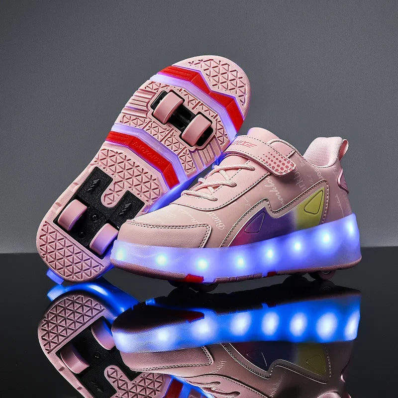 Cute Harajuku LED Roller Sneakers for Y2K Aesthetic and Coquette Style Outfits