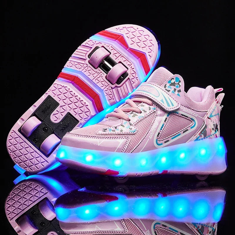 Cute Harajuku LED Roller Sneakers for Y2K Aesthetic and Coquette Style Outfits