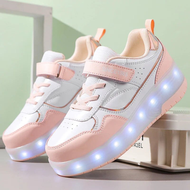 Cute Pastel Y2K LED Roller Sneakers for Aesthetic Outfits and Fun Fashion Statements