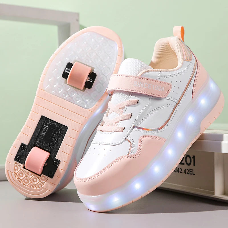 Cute Pastel Y2K LED Roller Sneakers for Aesthetic Outfits and Fun Fashion Statements