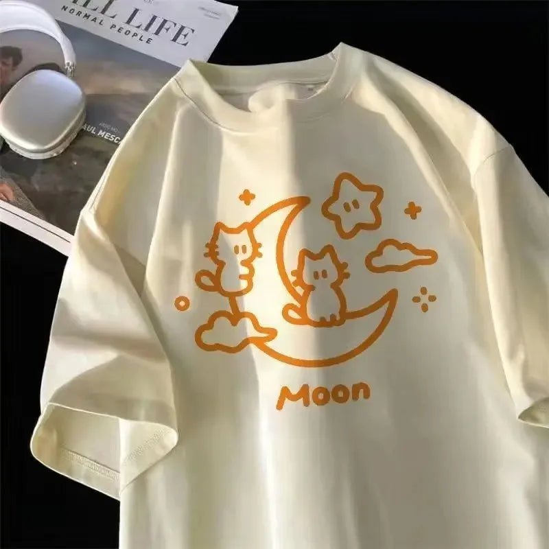 Cute Y2K Cartoon Cat T-Shirt for Aesthetic Outfits and Comfy Summer Style