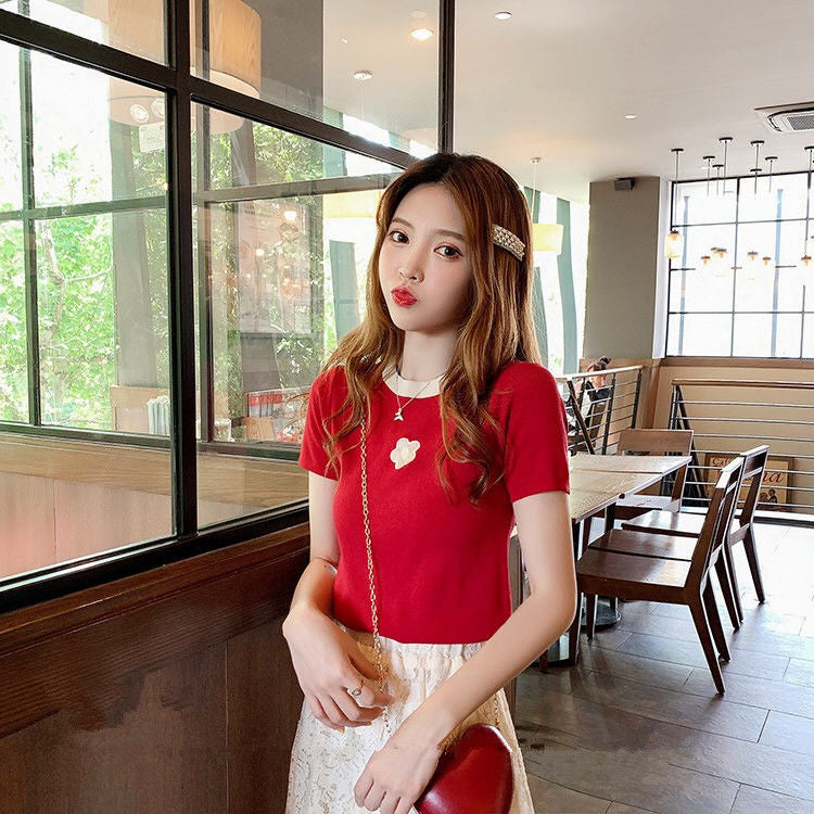 Daisy Embroidered Y2K Aesthetic Slim Fit Casual Shirt for Cute Outfits