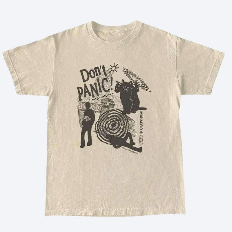 Don't Panic Y2K Graphic Tee - Vintage Aesthetic Top for Grunge and Coquette Styles