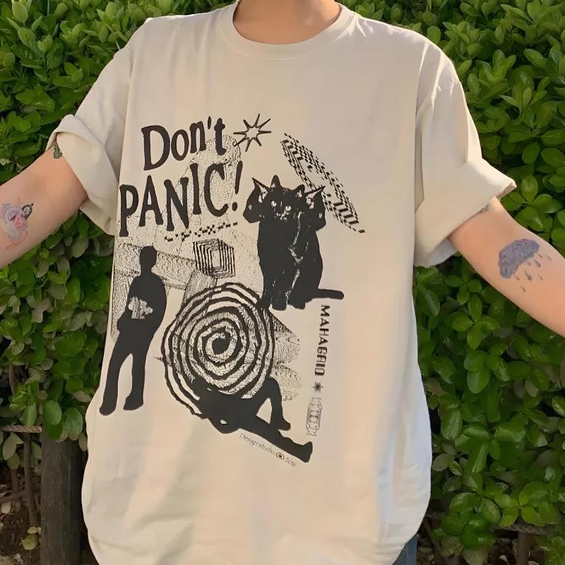 Don't Panic Y2K Graphic Tee - Vintage Aesthetic Top for Grunge and Coquette Styles