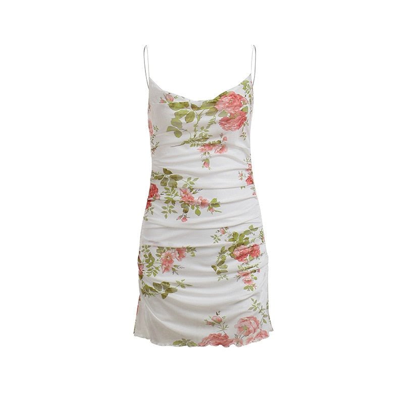 Floral Mini Dress in Y2K Aesthetic Style - Trendy 2000s Fashion for a Chic Look