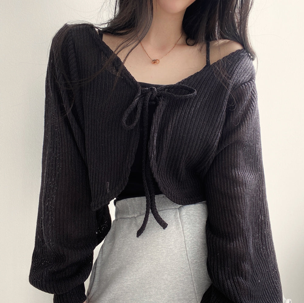 Front Tie Style Y2K Aesthetic Sweater - Cute and Comfy for Coquette and Grunge Looks