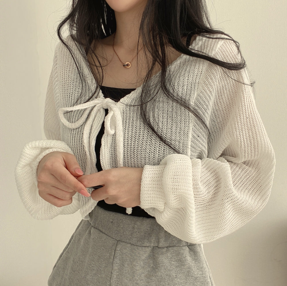 Front Tie Style Y2K Aesthetic Sweater - Cute and Comfy for Coquette and Grunge Looks