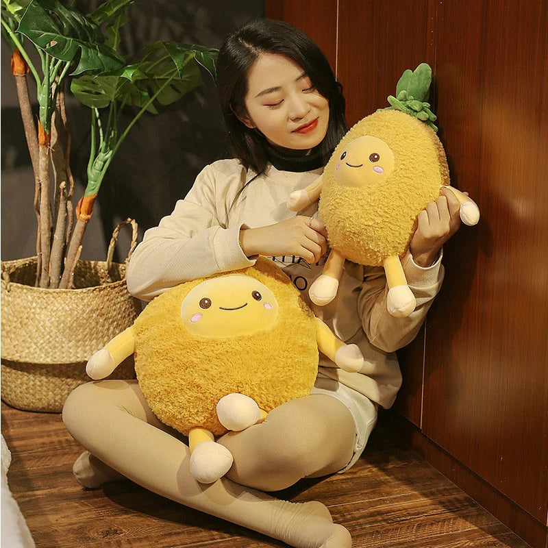 Fuzzy Fruit Plush Toys - Cute Kawaii Aesthetic Stuffed Fruits for Cozy Decor and Gifts