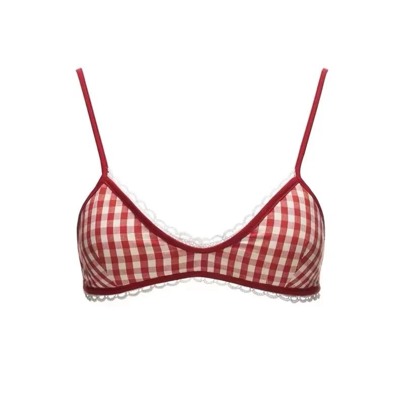 Gingham Peekaboo Cami Top - Y2K Aesthetic Cute Crop Top for Coquette and Grunge Styles