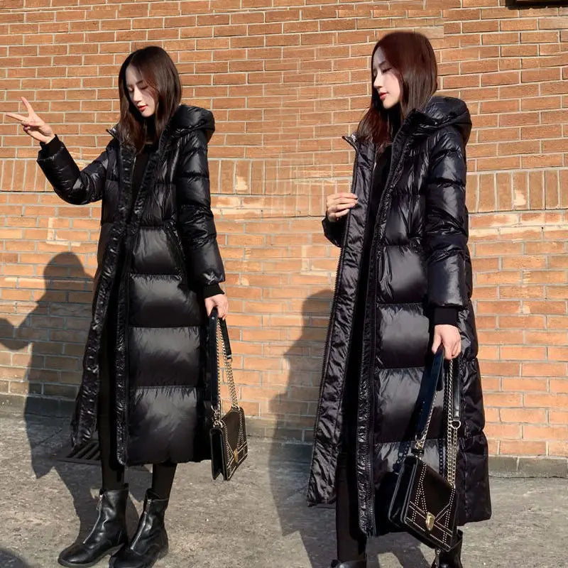 Glossy Windproof Y2K Parka Coat for Trendy Aesthetic Outfits and Cozy Layering