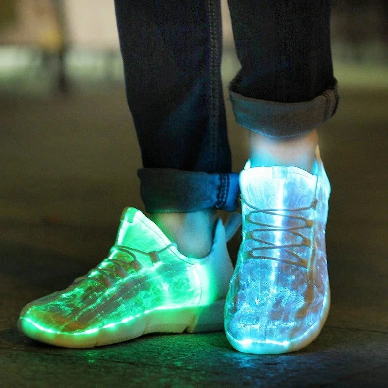 Glowing LED Light Sneakers for Y2K Aesthetic Outfits and Grunge Style Looks