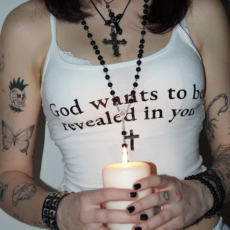 God Wants To Be Revealed Y2K Aesthetic Top - Cute Grunge Style for Trendy Outfits