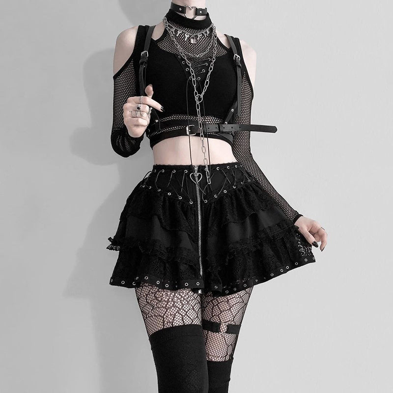 Goth Darkwear Aesthetic Top - Y2K Grunge Style with Edgy Vibes and Unique Design