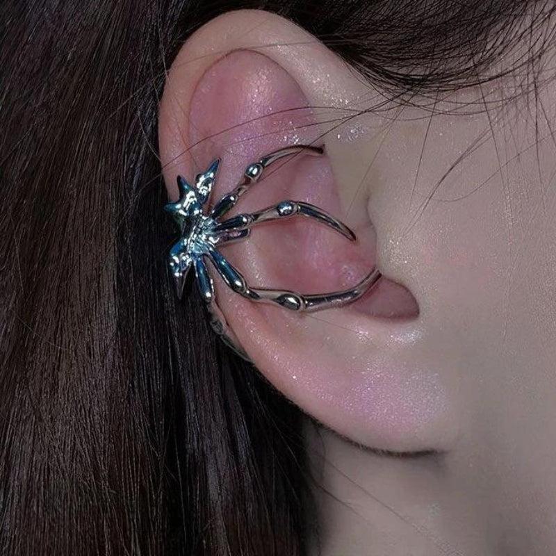 Goth Spider Earcuff - Y2K Aesthetic Jewelry for Grunge and Coquette Styles