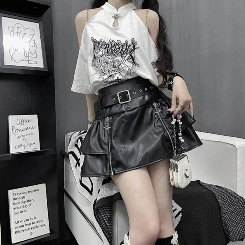 Gothic Aesthetic Cargo Skirt - Y2K Grunge Style for Edgy Fashion Lovers