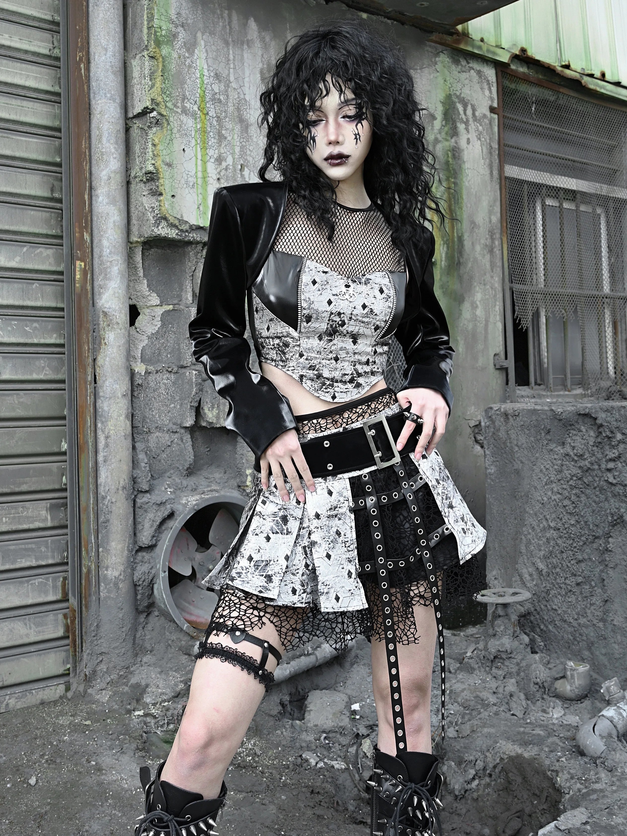 Gothic Harajuku Outfit Set - Stylish Top & Skirt for Y2K Aesthetic Lovers