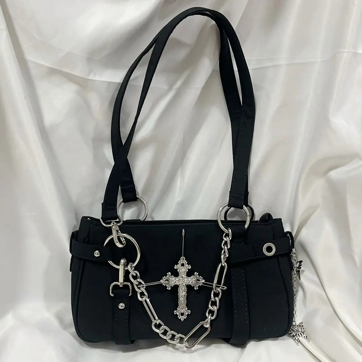 Gothic Harajuku Shoulder Bag - Y2K Aesthetic Fashion Accessory for Edgy Outfits