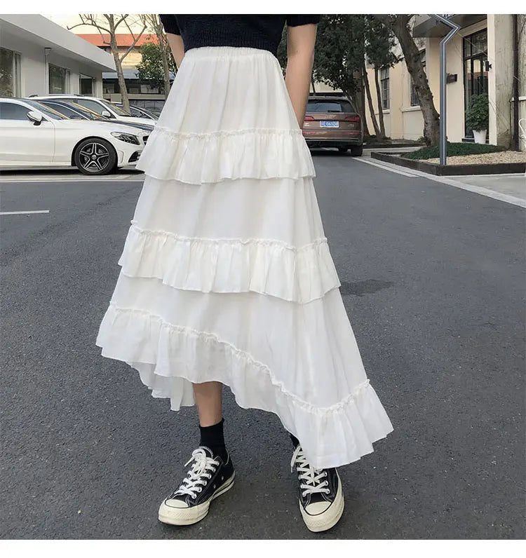 Gothic Lolita Midi Skirt - Y2K Aesthetic Fashion for Grunge and Coquette Styles