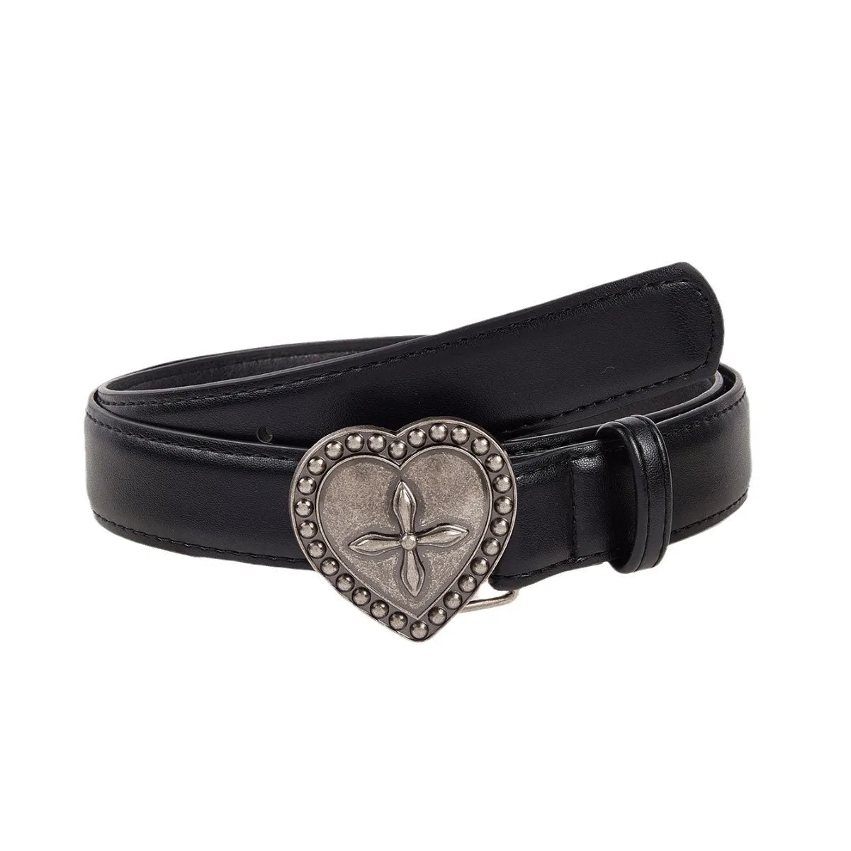 Gothic Peach Heart Cross Belt: Y2K Aesthetic Accessory for Coquette and Grunge Styles