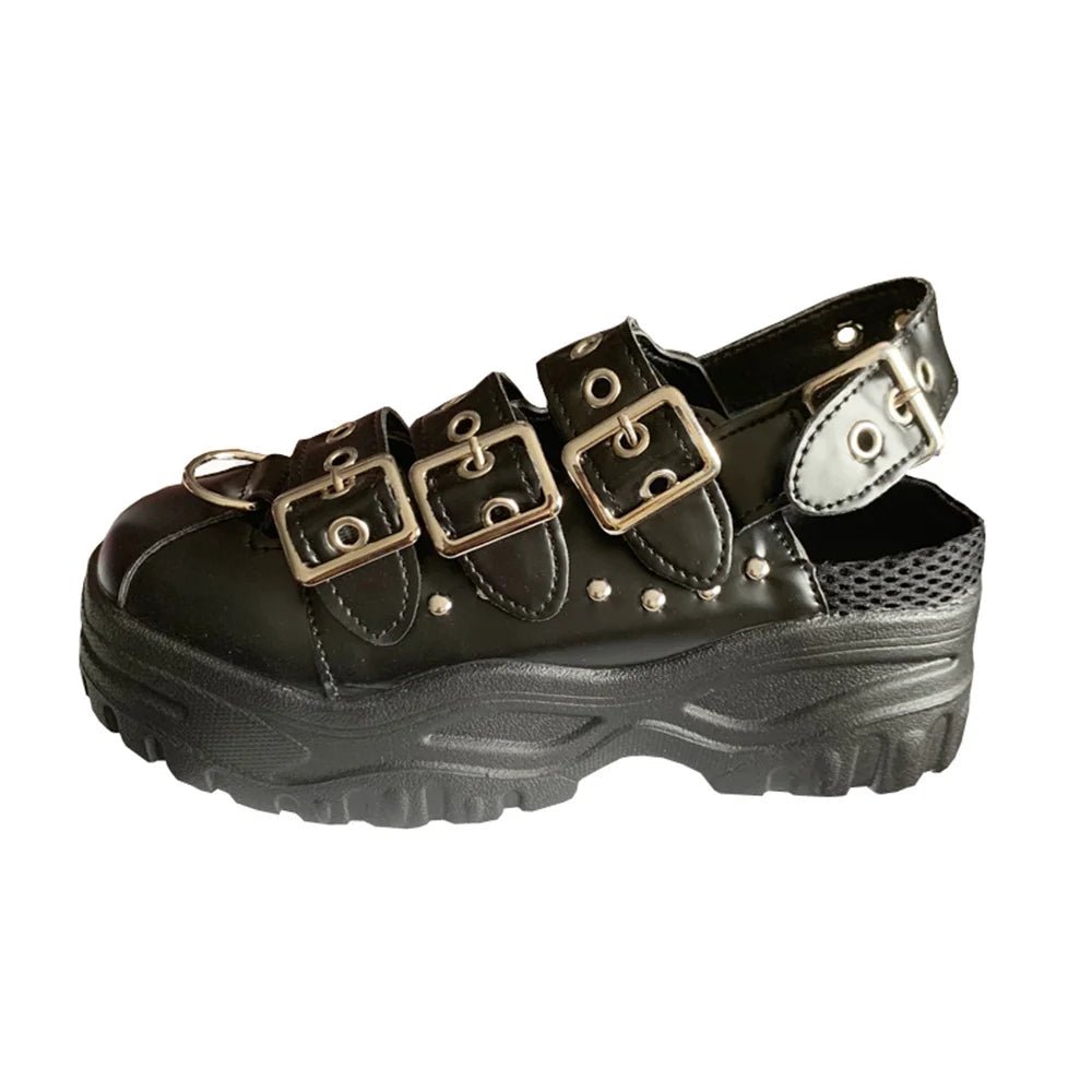 Gothic Rivet Metal Sandals for Grunge Aesthetic and Y2K Fashion Lovers