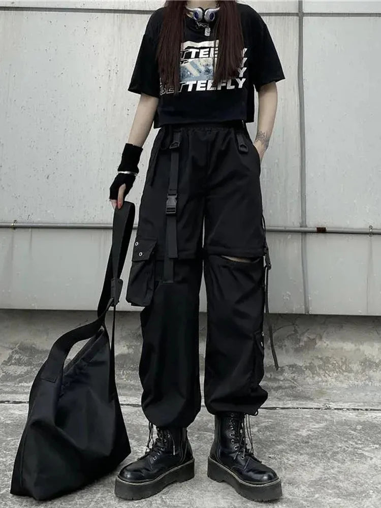 Gothic Techwear Cargo Pants: Y2K Aesthetic Grunge Style for Edgy Fashion Lovers