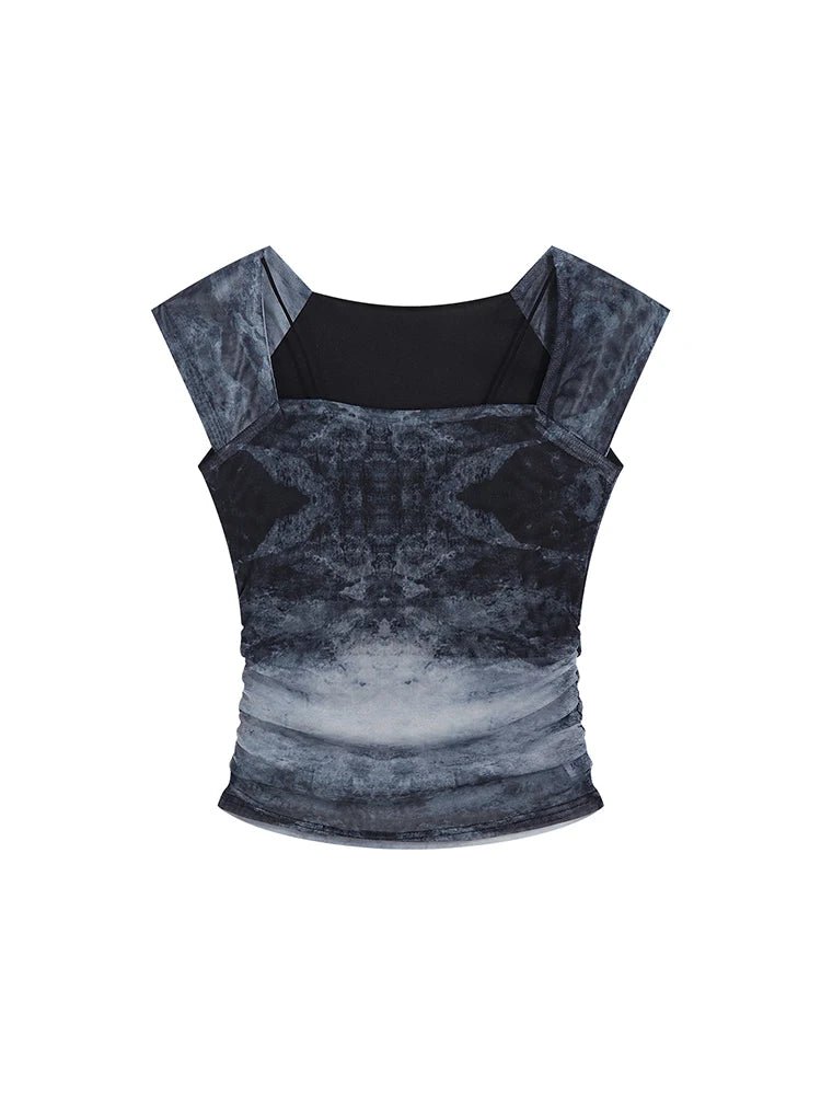 Gothic Tie Dye Crop Top - Y2K Aesthetic Grunge Style for Trendy Outfits