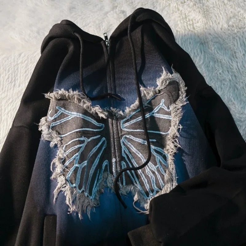 Grunge Aesthetic Butterfly Y2K Hoodie - Vintage Style for Trendy Outfits