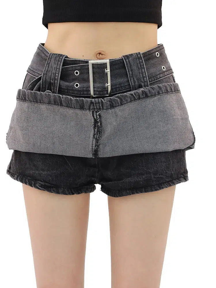 Grunge Aesthetic Buttoned Belt Loop Cargo Mini Skirt for Trendy Y2K Outfits