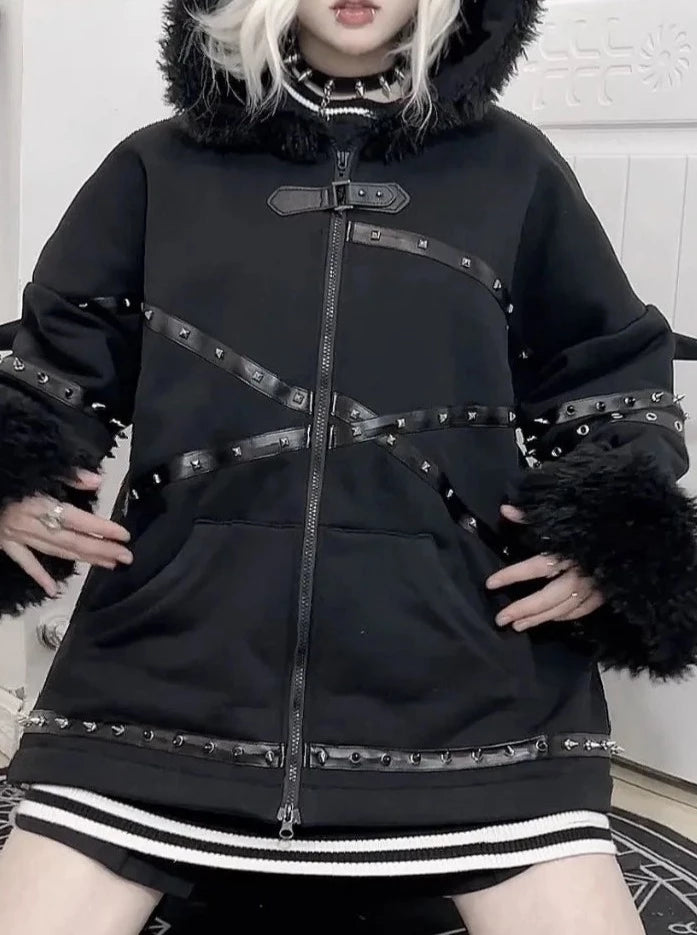 Harajuku Emo Bat Ears & Wings Hoodie - Y2K Aesthetic Cute Layering Top